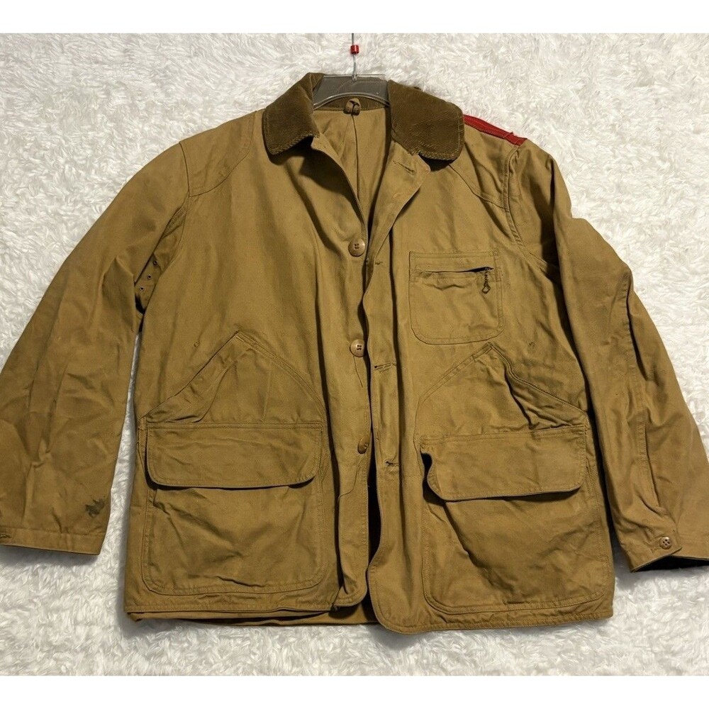 Vintage 1950s 60s American Field Duck Hunting Jacket Size L Made In USA Red
